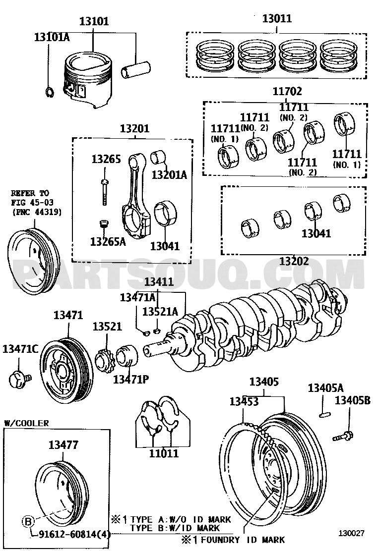 مخطط تويوتا لموضع سبايك عمود الكرنك 11704-75022 | Toyota EPC diagram