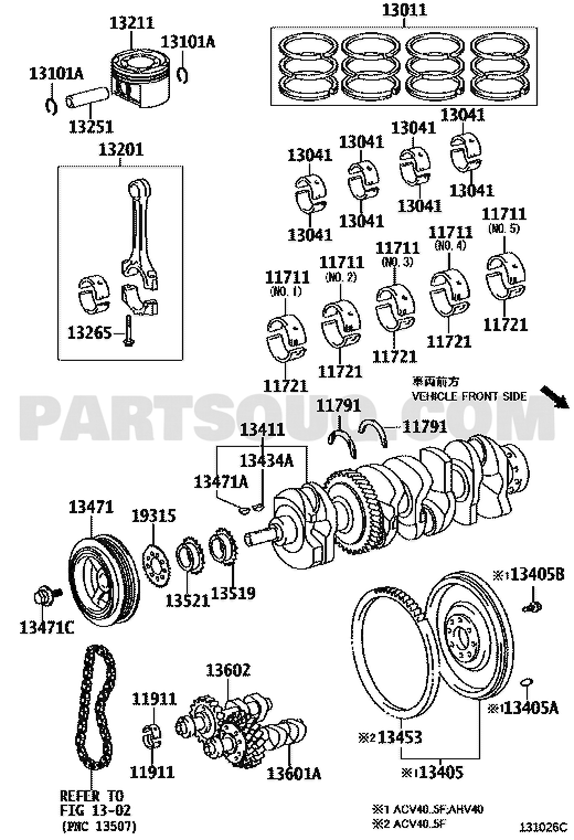 مخطط عمود اتزان المحرك 13601-28031 | Toyota EPC balance shaft diagram