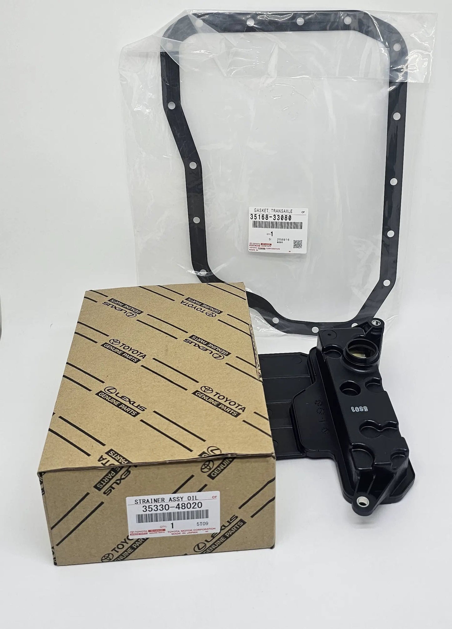 Oil strainer kit for Toyota V6 (Avalon/Sienna/ES350) 2013-2017; includes black gasket and transaxle gasket (2 items), Toyota Genuine Parts