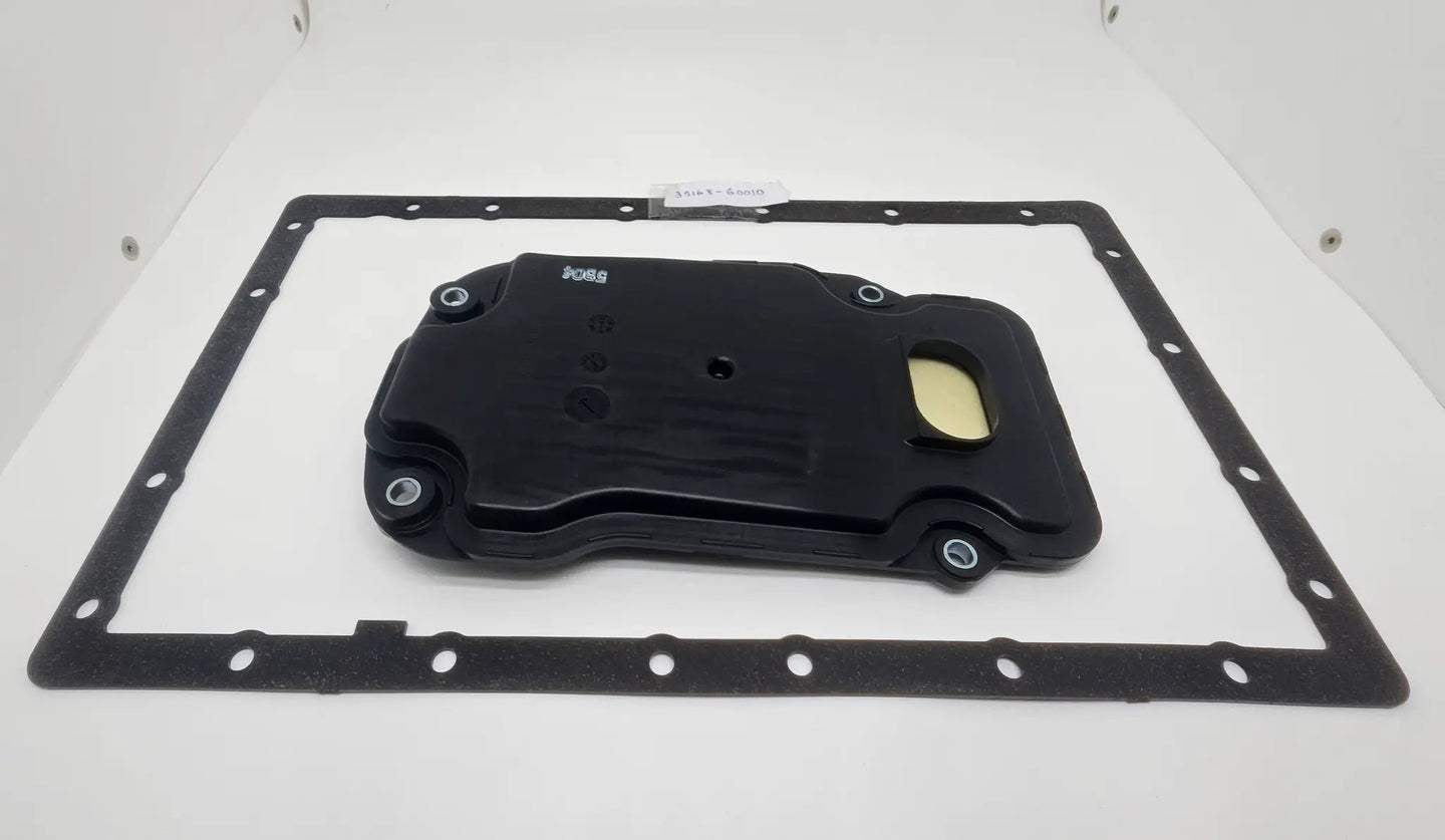 Transmission filter for Toyota LS430/GS300, black plastic housing with gasket frame