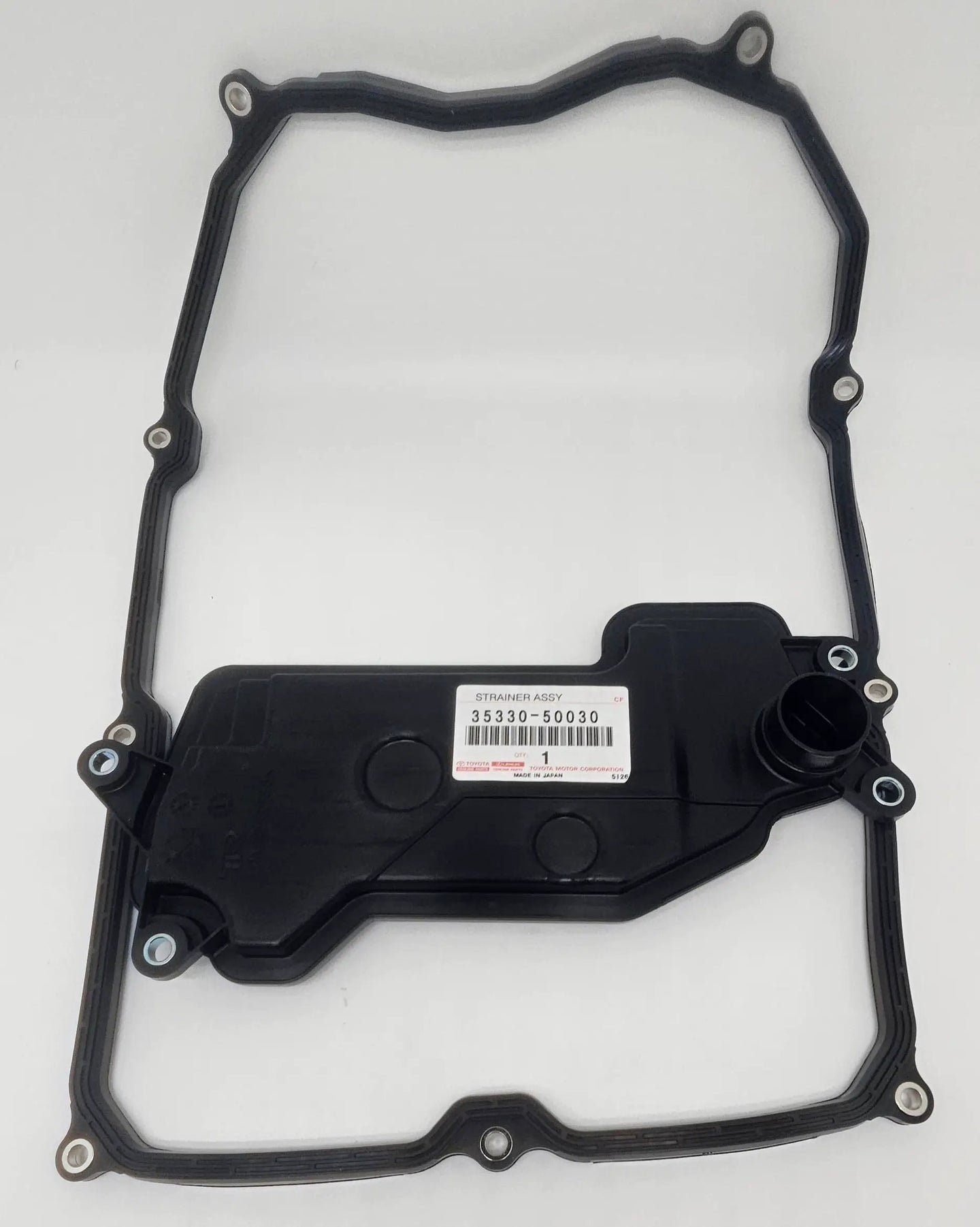 Toyota 35330-50030 transmission oil filter strainer assembly, black plastic with gasket
