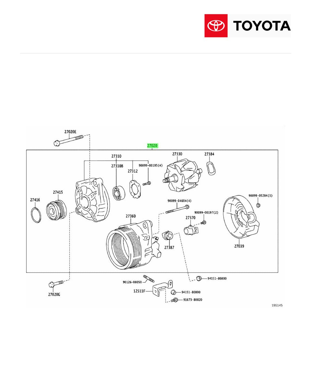 Toyota 27060-31410 Genuine Alternator Assembly