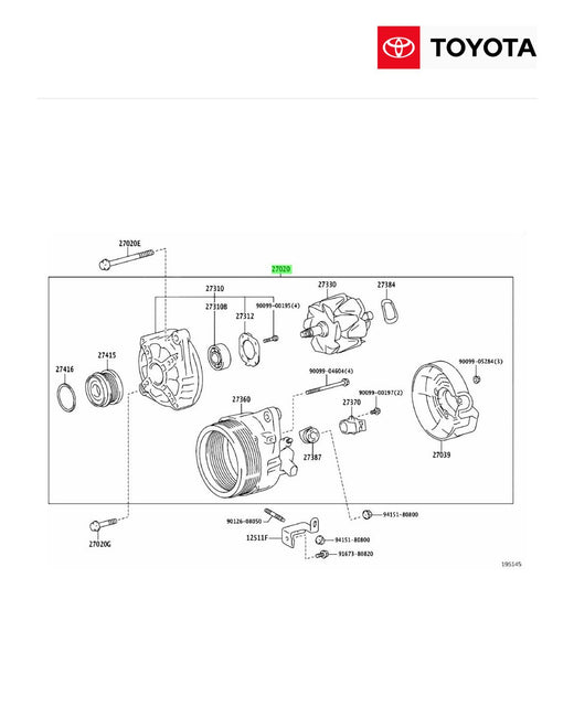 Toyota 27060-31410 Genuine Alternator Assembly