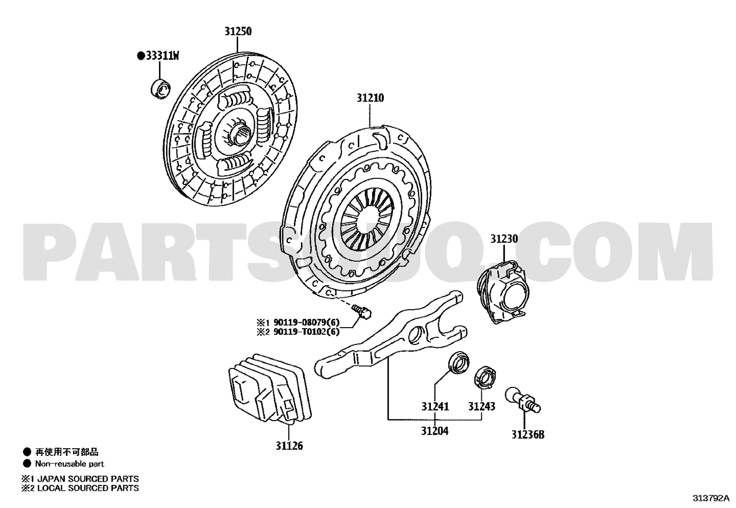 موضع غطاء الكلتش 31210-0K281 في مخطط تويوتا | Toyota clutch system EPC diagram