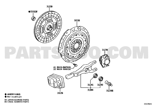 موضع غطاء الكلتش 31210-0K281 في مخطط تويوتا | Toyota clutch system EPC diagram