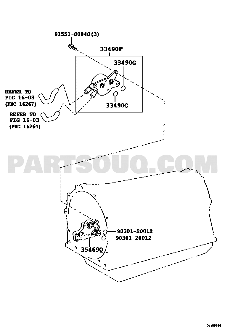 موضع مبرد زيت ناقل الحركة في مخطط تويوتا 33490-34010 | Toyota transmission oil cooler diagram