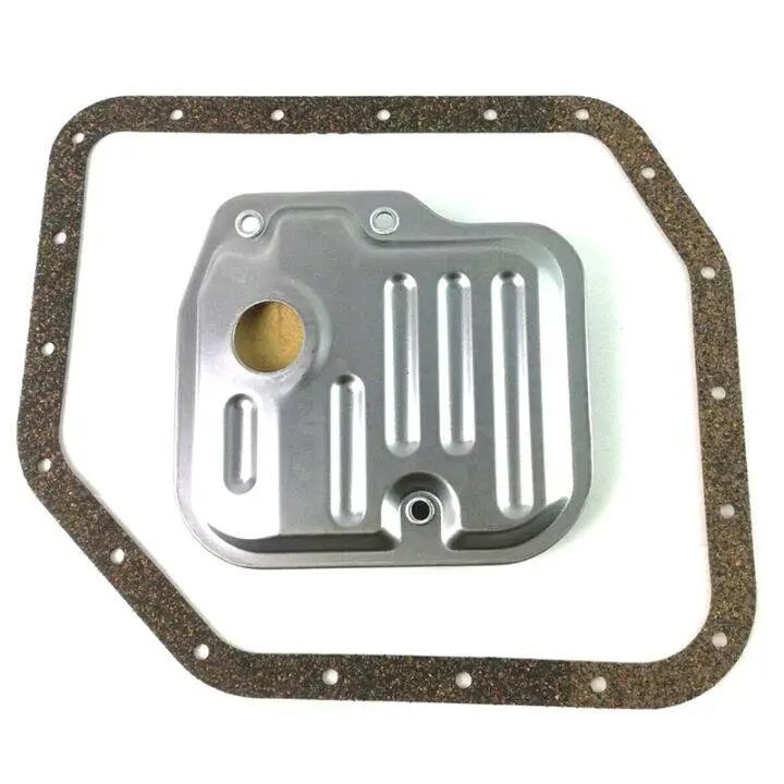 2-piece gear transmission filter set with gasket; silver plate and gasket for Toyota Yaris 06-18 and Corolla 07-17.