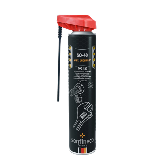 SO-40 9940 Multi Lubricant spray can by Senfineco Germany; black body with red cap