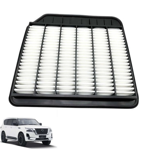 فلتر هواء لنيسان باترول Y62 2010–2020 وإنفينيتي QX56/QX80 SEN 16546-1LK0E؛ إطار أسود وفلتر أبيض مطوي