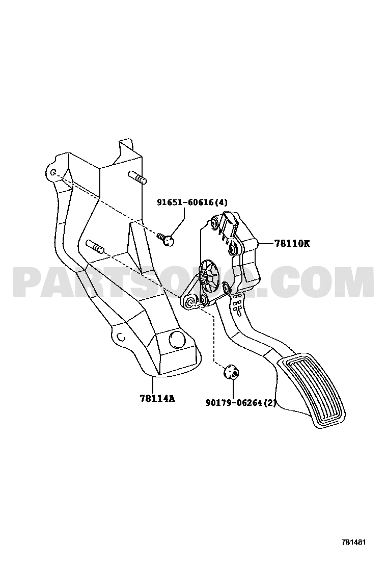 مخطط موضع دعسة البنزين تويوتا 78110-60061 | Toyota EPC accelerator pedal location