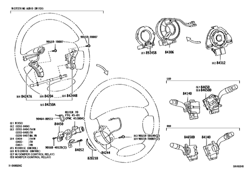 خارطة موقع spiral cable 84306-02080 داخل المقود