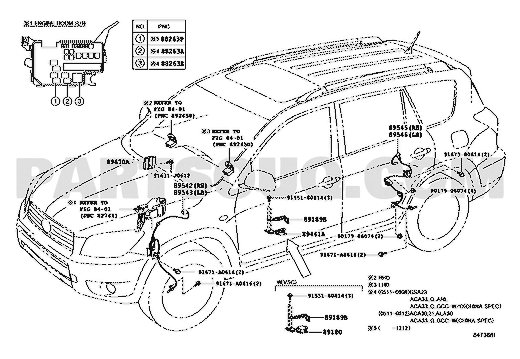 موضع حساس ABS الأمامي اليمين 89542-42050 في مخطط تويوتا RAV4 | Toyota EPC diagram