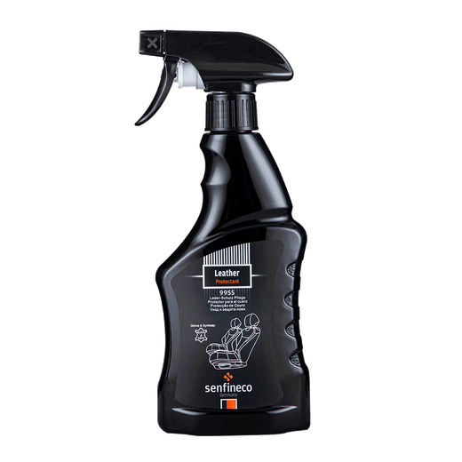 Leather cleaner and protector spray 9955, Senfineco brand, black trigger spray bottle