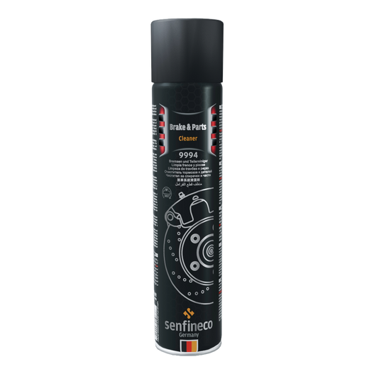 Brake & Parts Cleaner 9994 spray can by senfineco Germany; black matte container