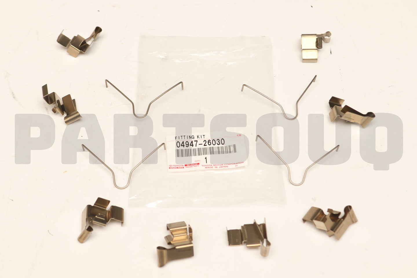طقم تثبيت فرامل القرص الأمامية تويوتا الأصلي، OEM 04947-26030، موضع الكتالوج 04947 | Genuine Toyota front disc brake fitting kit, EPC callout 04947