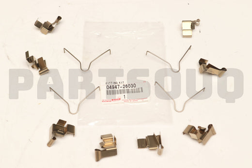 طقم تثبيت فرامل القرص الأمامية تويوتا الأصلي، OEM 04947-26030، موضع الكتالوج 04947 | Genuine Toyota front disc brake fitting kit, EPC callout 04947