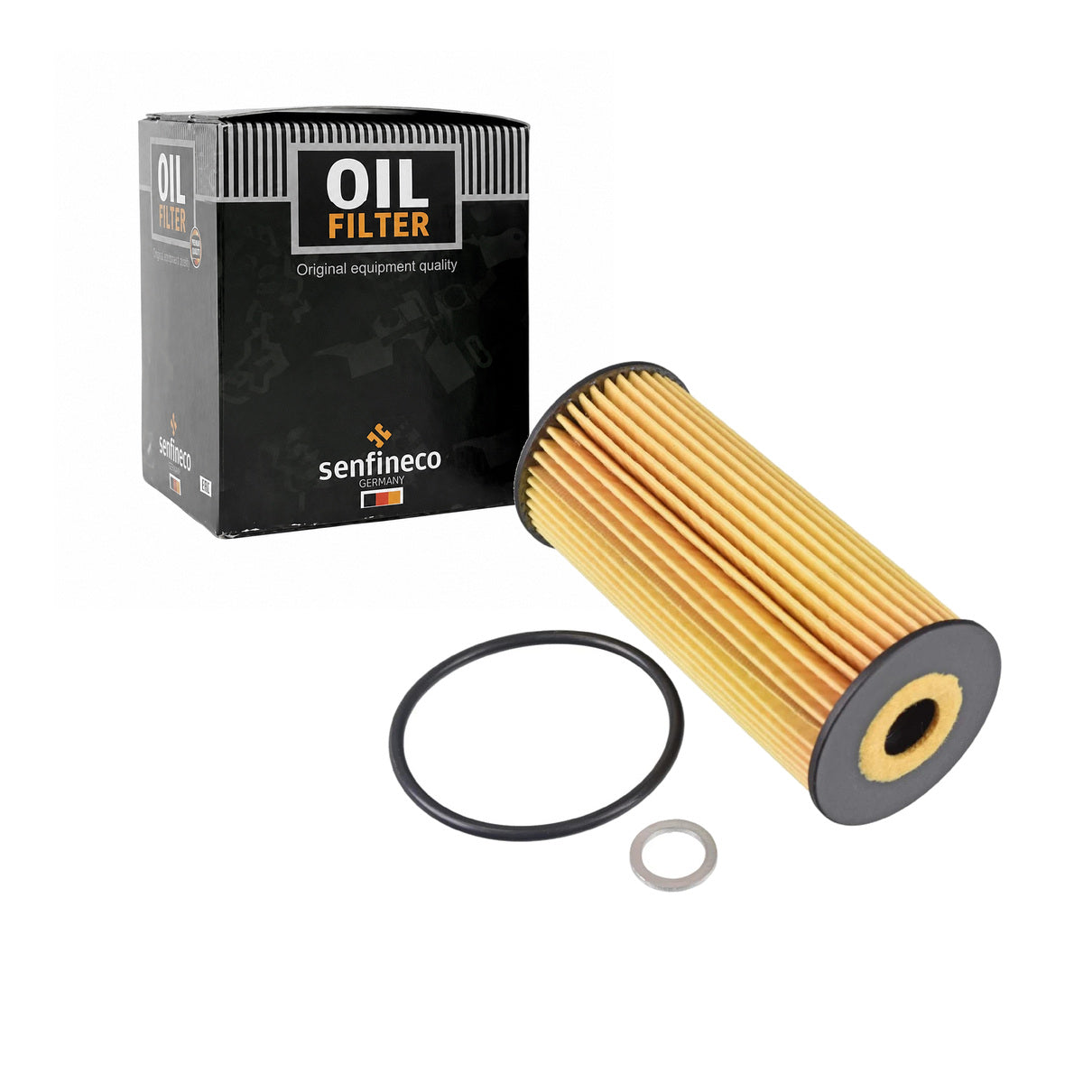 SENFINECO Oil Filter | OEM 26320-3LTA0 | Genesis G70 2019-2026 G80 2017-2020 G90 2017-2022 Kia Stinger — SENFINECO carton and exact product filter