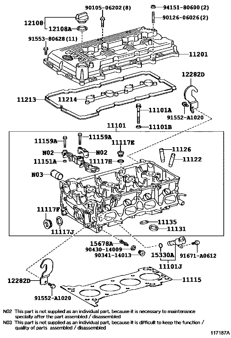 مخطط موضع صمام توقيت الكامات 15330-75010 | Toyota cam timing oil control valve EPC diagram