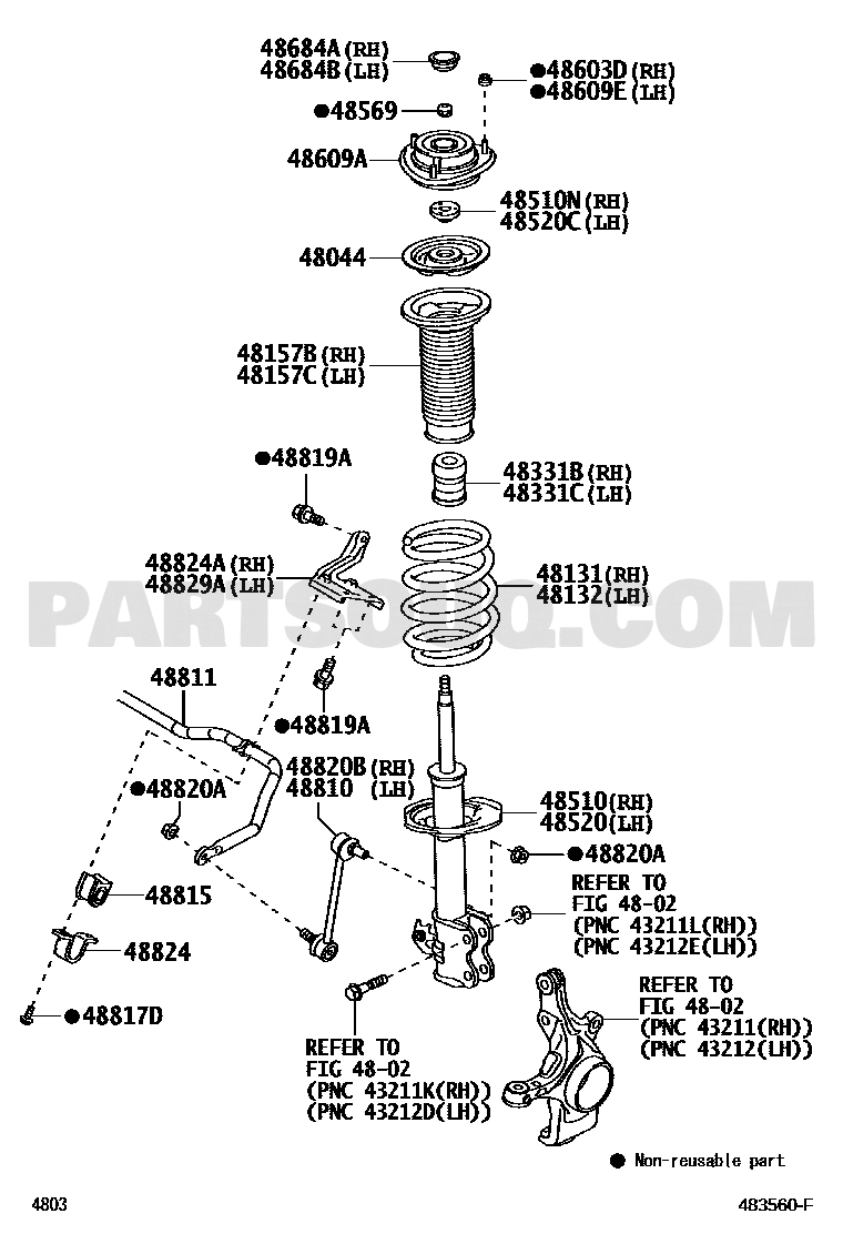مخطط موضع وصلة الميزان الأمامية 48820-BZ080 | Toyota EPC front stabilizer link diagram
