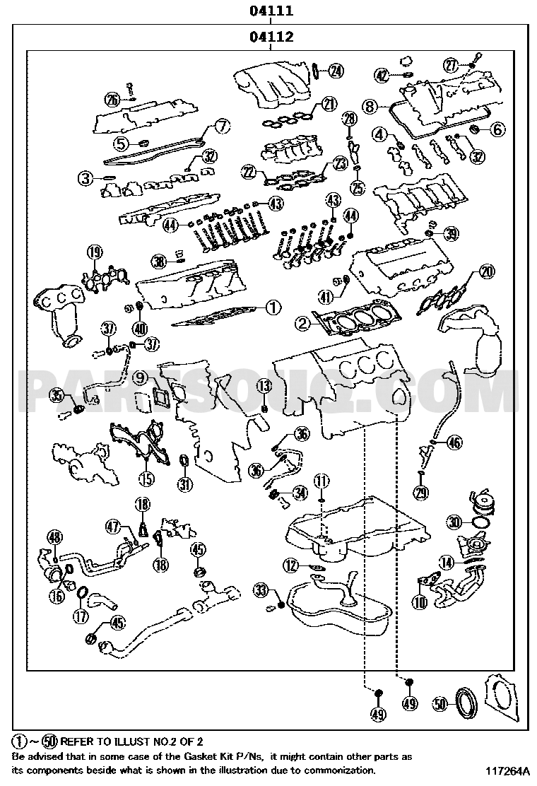 موضع طقم وجيه المحرك 04111-31684 في مخطط القطع | Engine overhaul gasket kit EPC