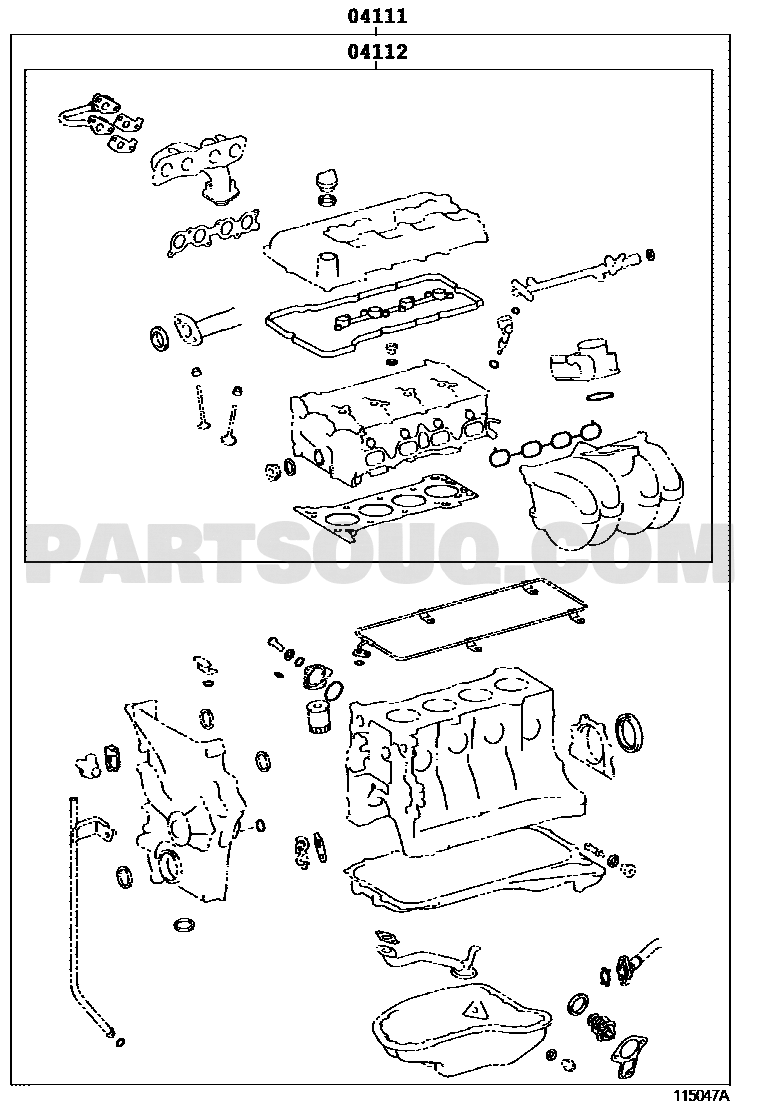 مخطط طقم جوانات رأس المحرك | Toyota EPC 04112-0C063