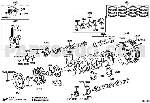 مخطط كتالوج تويوتا لرقم OEM 11011-75020، موضع 11011 | Toyota EPC diagram for OEM 11011-75020, callout 11011