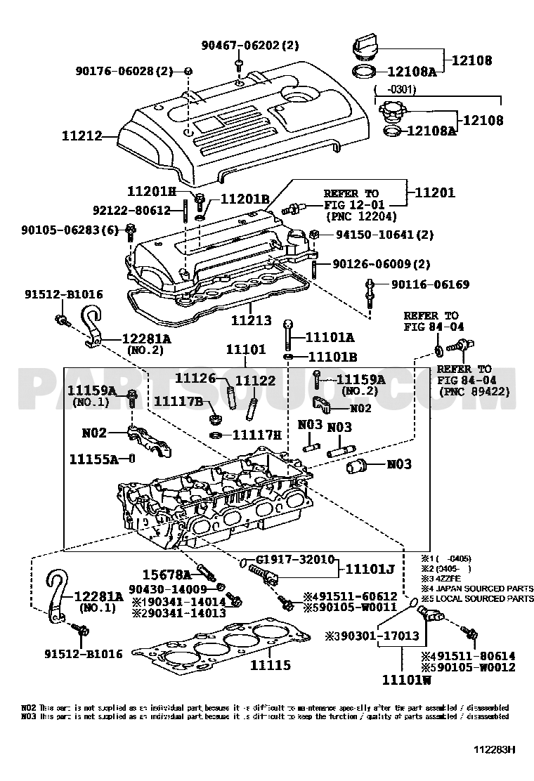 Toyota EPC diagram for 11115-22050 callout 11115