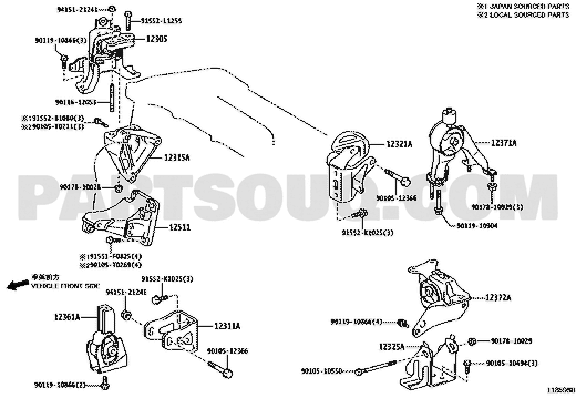مخطط قاعدة المكينة اليمين رقم 12305-0T092 | Engine Mount RH Diagram