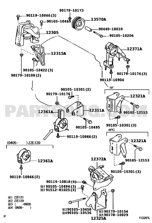 مخطط قاعدة المحرك اليسرى كورولا 12372-21070 | Engine Mount Diagram