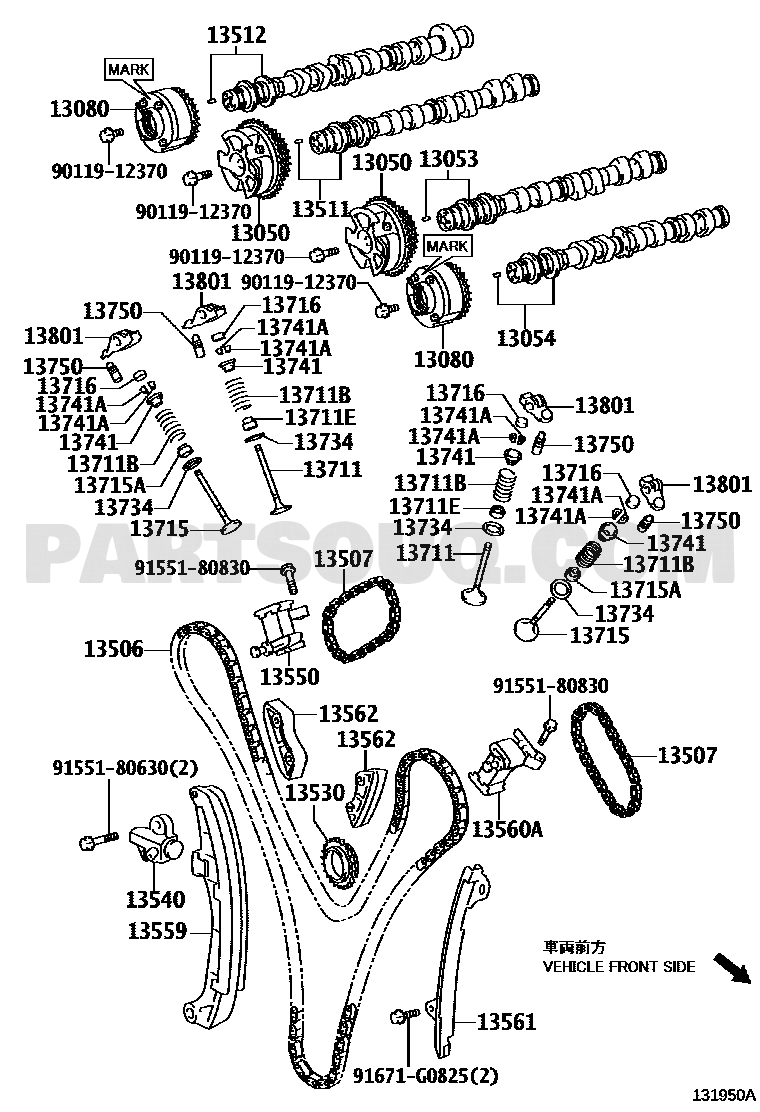 موضع ترس توقيت الكامة 13050-31170 في مخطط تويوتا | Toyota EPC diagram