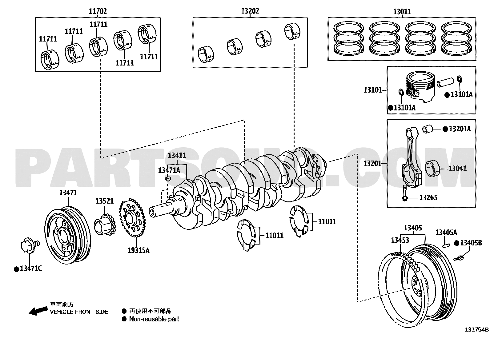 موضع بكرة عمود الكرنك 13408-0C030 في مخطط تويوتا | Toyota EPC diagram