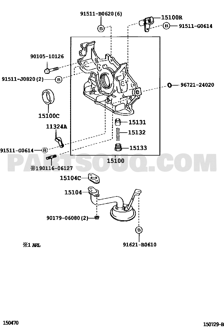 مخطط طرمبة الزيت لمحركات 1MZ و3MZ رقم 15100-20050 | Oil Pump Diagram