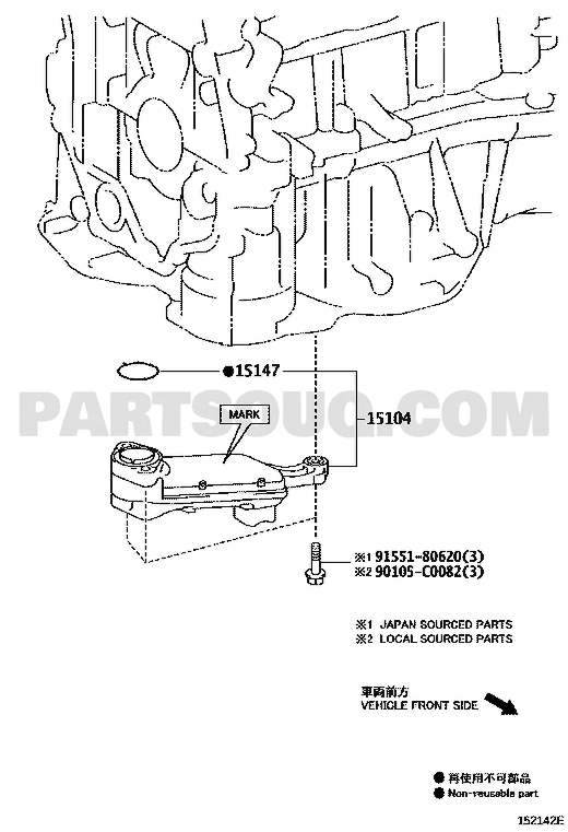 Toyota EPC diagram for 15104-36030 callout 15104