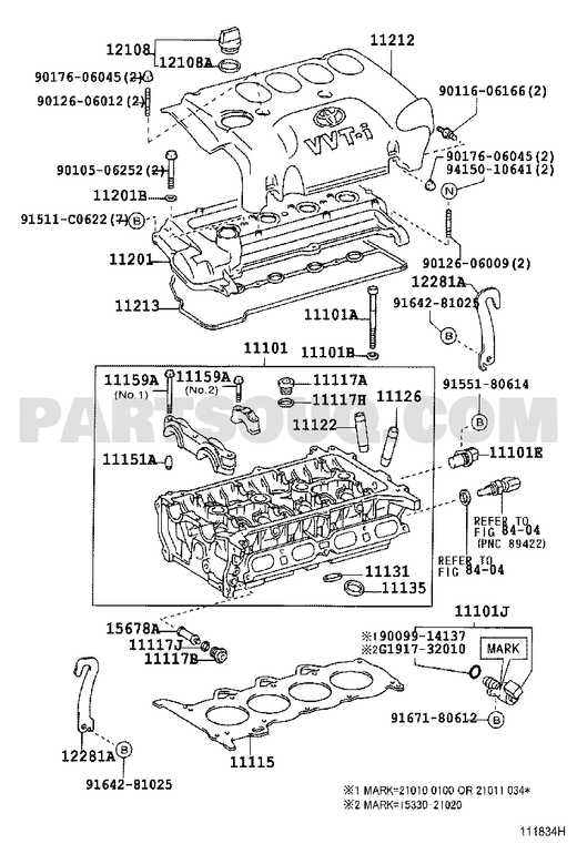 مخطط موضع بلف VVT تويوتا 15330-21011 | Toyota EPC location diagram