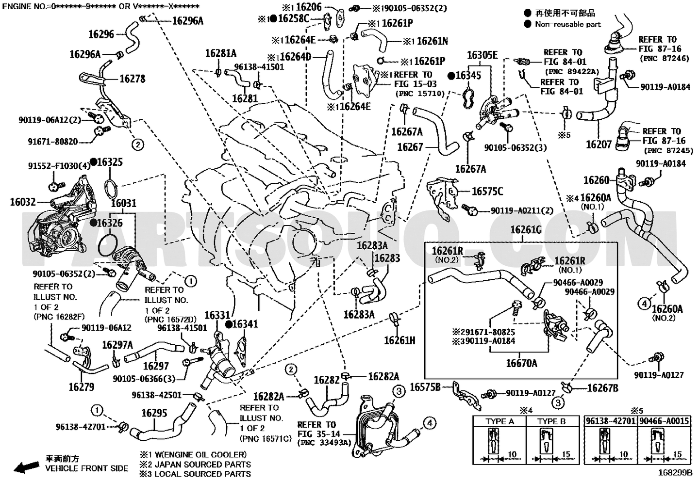 مخطط موضع مخرج ماء المحرك 16331-25021 | Toyota EPC water outlet diagram