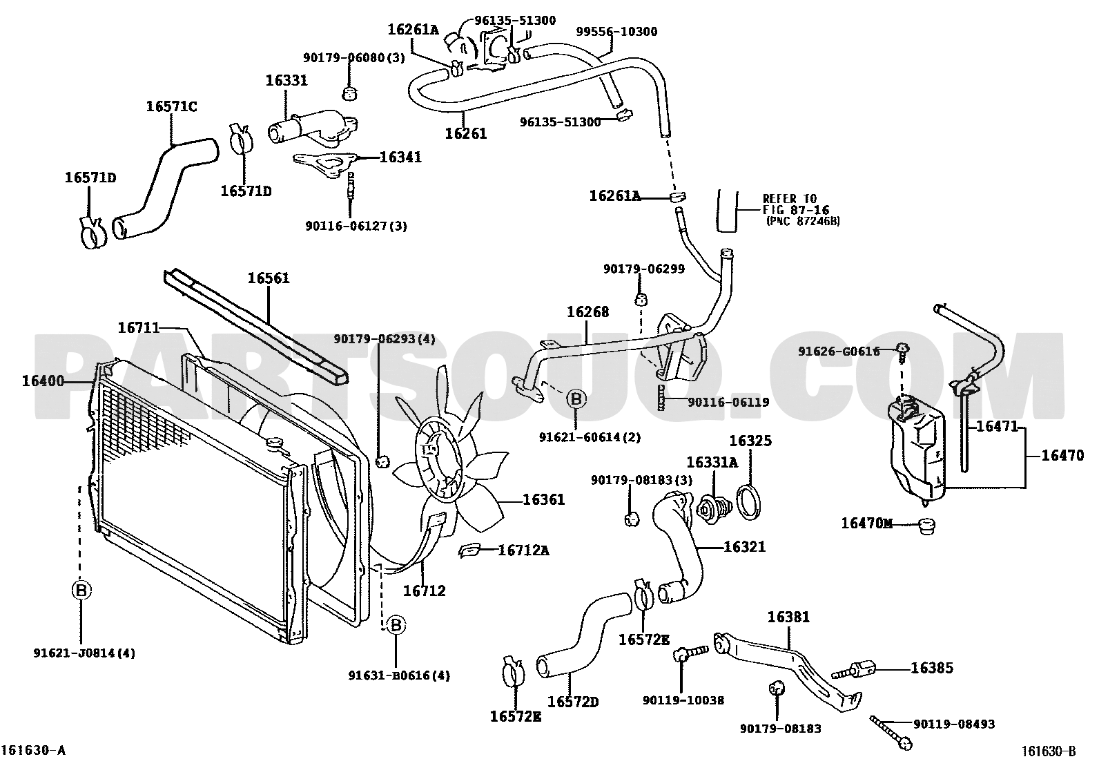 مخطط ريشة مروحة التبريد تويوتا 16361-62010 | Cooling fan blade EPC diagram
