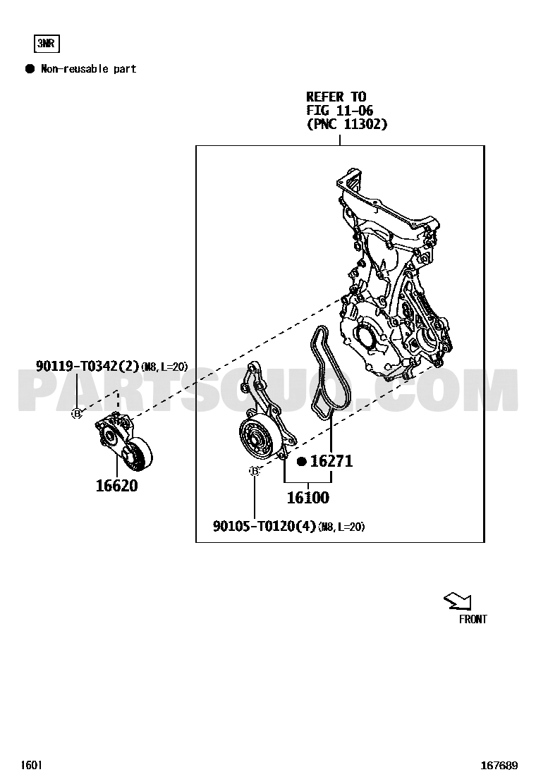 موضع شداد السير 16620-0Y061 في مخطط تويوتا | Toyota EPC diagram
