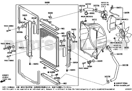 موضع غطاء المروحة 16711-31500 في مخطط لاندكروزر 70 | Toyota Land Cruiser EPC diagram