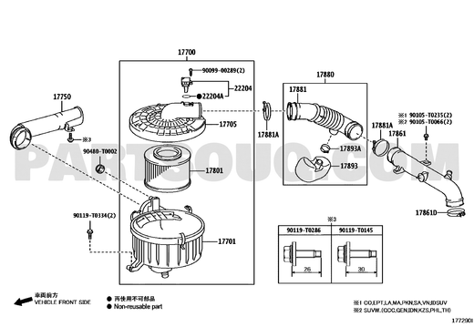 مخطط موضع وصلة سحب الهواء 17861-0C032 | Toyota EPC diagram
