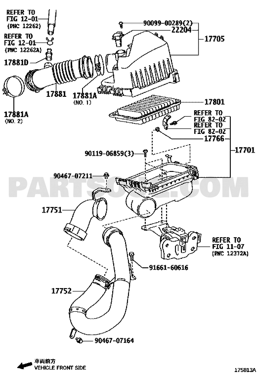 موضع حساس كتلة الهواء 22204-31020 في مخطط تويوتا | Toyota EPC location diagram