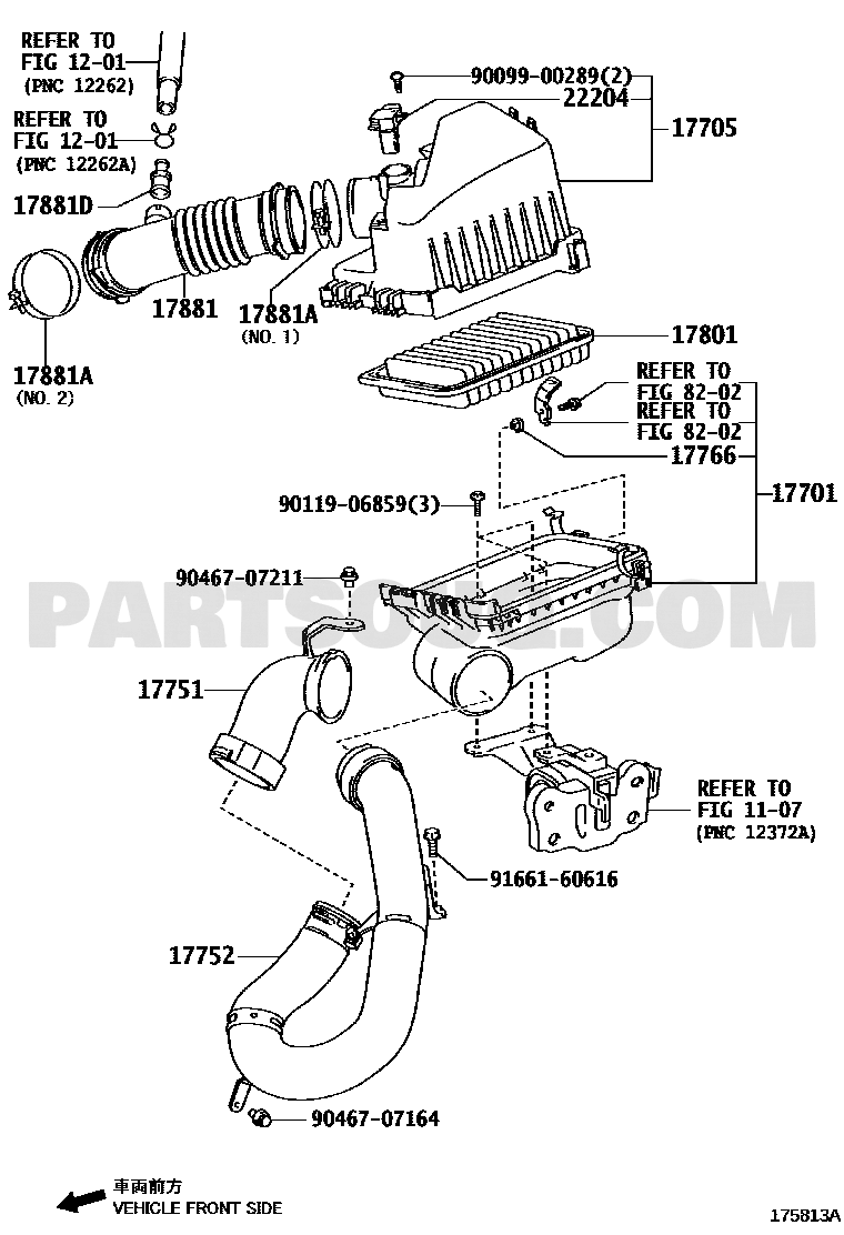 موضع حساس كتلة الهواء 22204-31020 في مخطط تويوتا | Toyota EPC location diagram