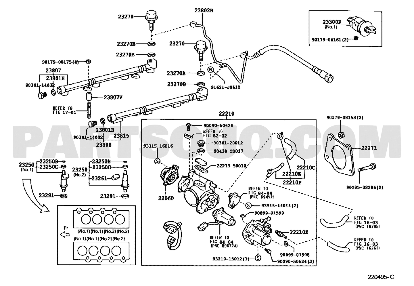 مخطط موضع فلتر الوقود رقم 1 لكزس تويوتا 23300-50060 | OEM EPC location diagram