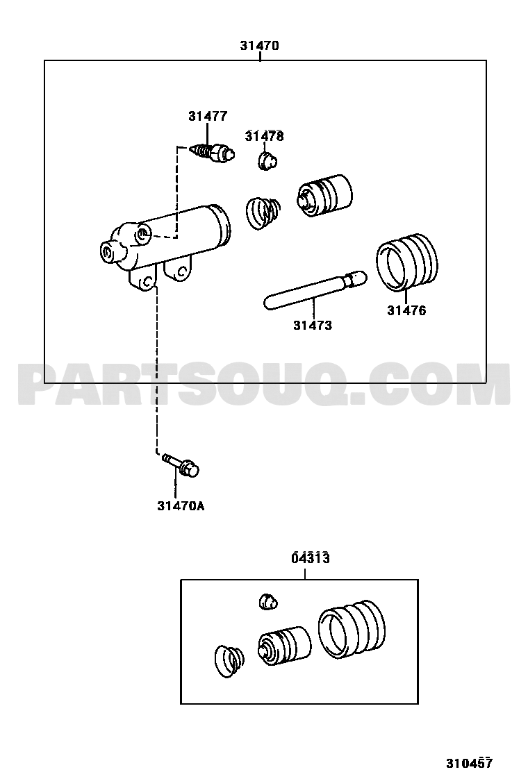 مخطط موضع أسطوانة تحرير الكلتش 31470-60250 | Toyota EPC callout 31470