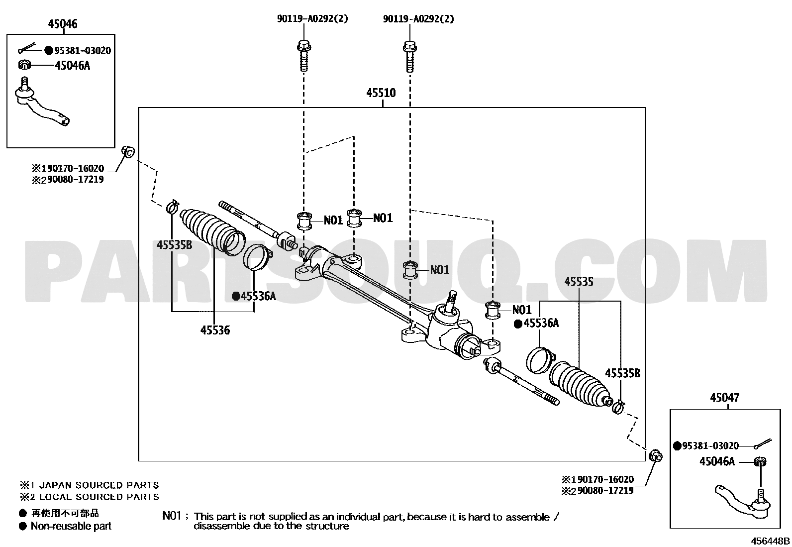 Partsouq EPC – 45046-09600 tie rod end, Corolla ZRE172, diagram 4505 callout 45046
