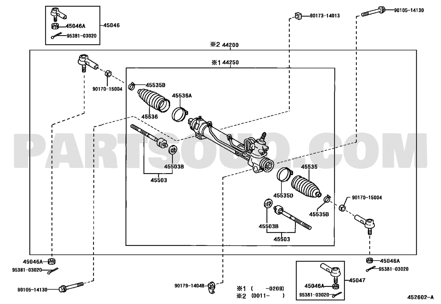مخطط موضع رأس التي رود الخارجي اليسار 45046-29255 | Toyota EPC steering diagram