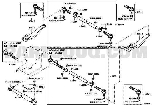 مخطط تويوتا EPC لطرف ذراع التوجيه الأيمن، OEM 45047-69085، موضع 45047 | Toyota EPC diagram for right tie rod end, callout 45047