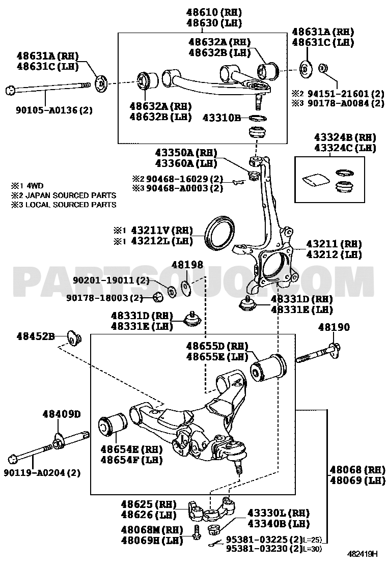 Toyota EPC diagram for 48632-0C010 callouts 48632A and 48632B