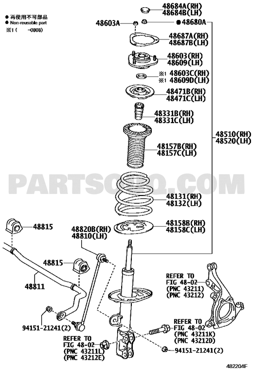 خريطة تركيب Toyota EPC Front Stabilizer Link | 48820-42030 | callout 48820B