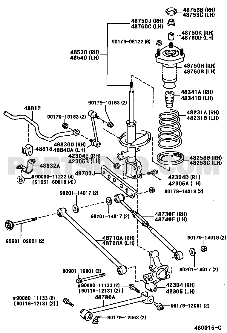 مخطط موضع وصلة التوازن الخلفية 48830-33010 | Toyota EPC stabilizer link diagram