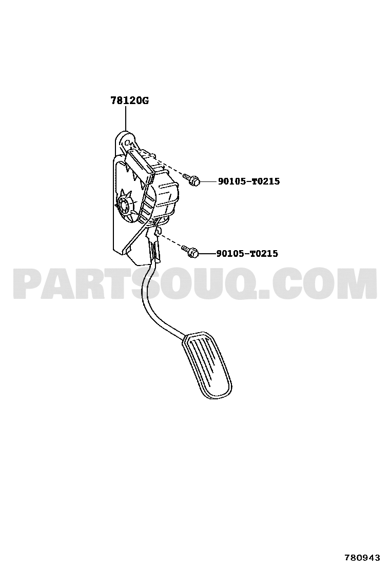 خريطة تركيب دعسة البنزين 78120-0K011، موضع 78120G | EPC diagram for 78120-0K011, callout 78120G